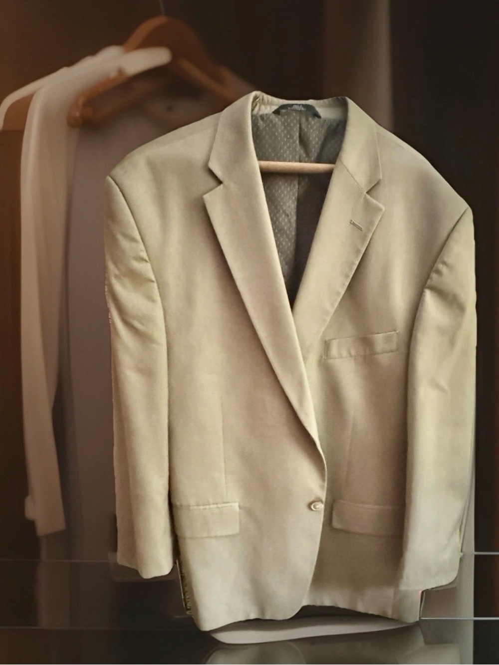 Haggar Beige/Tan 1-Button Sport Coat/Blazer/Jacket 46R Classic Fit